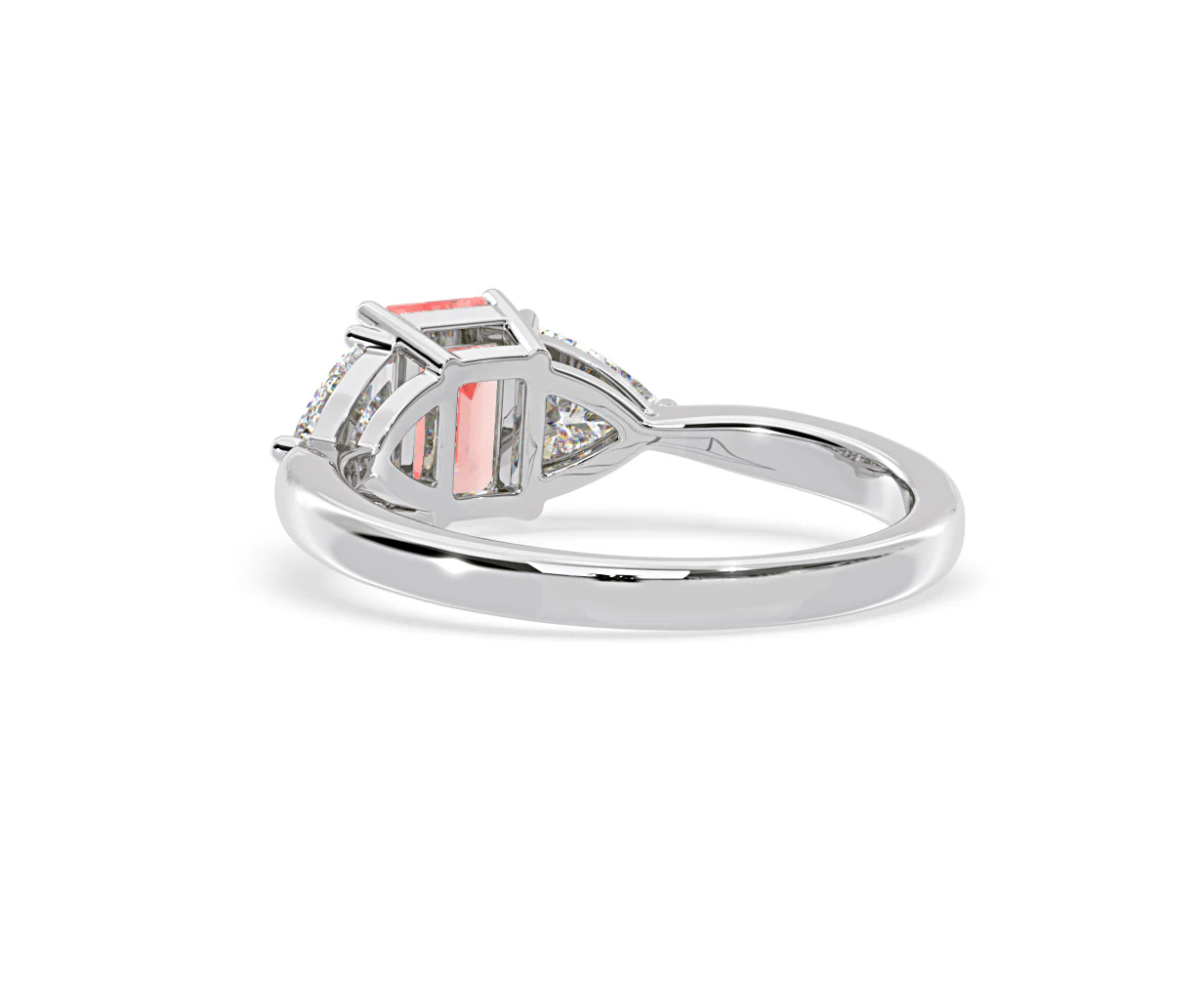Aurora Pink Lab Diamond Emerald Cut and Trillion 1.70ct Ring in Platinum - Elara Collection - Image 41