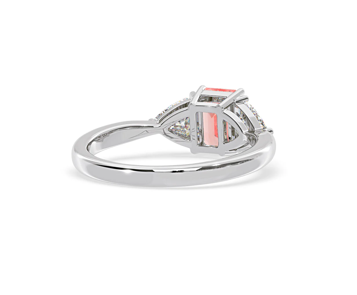 Aurora Pink Lab Diamond Emerald Cut and Trillion 1.70ct Ring in Platinum - Elara Collection - Image 53