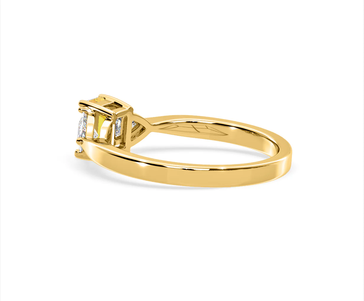 Aurora Yellow Lab Diamond Emerald Cut and Trillion 1.00ct Ring in 18K Yellow Gold - Elara Collection - Image 34