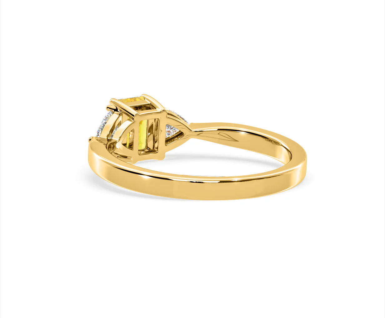 Aurora Yellow Lab Diamond Emerald Cut and Trillion 1.00ct Ring in 18K Yellow Gold - Elara Collection - Image 39