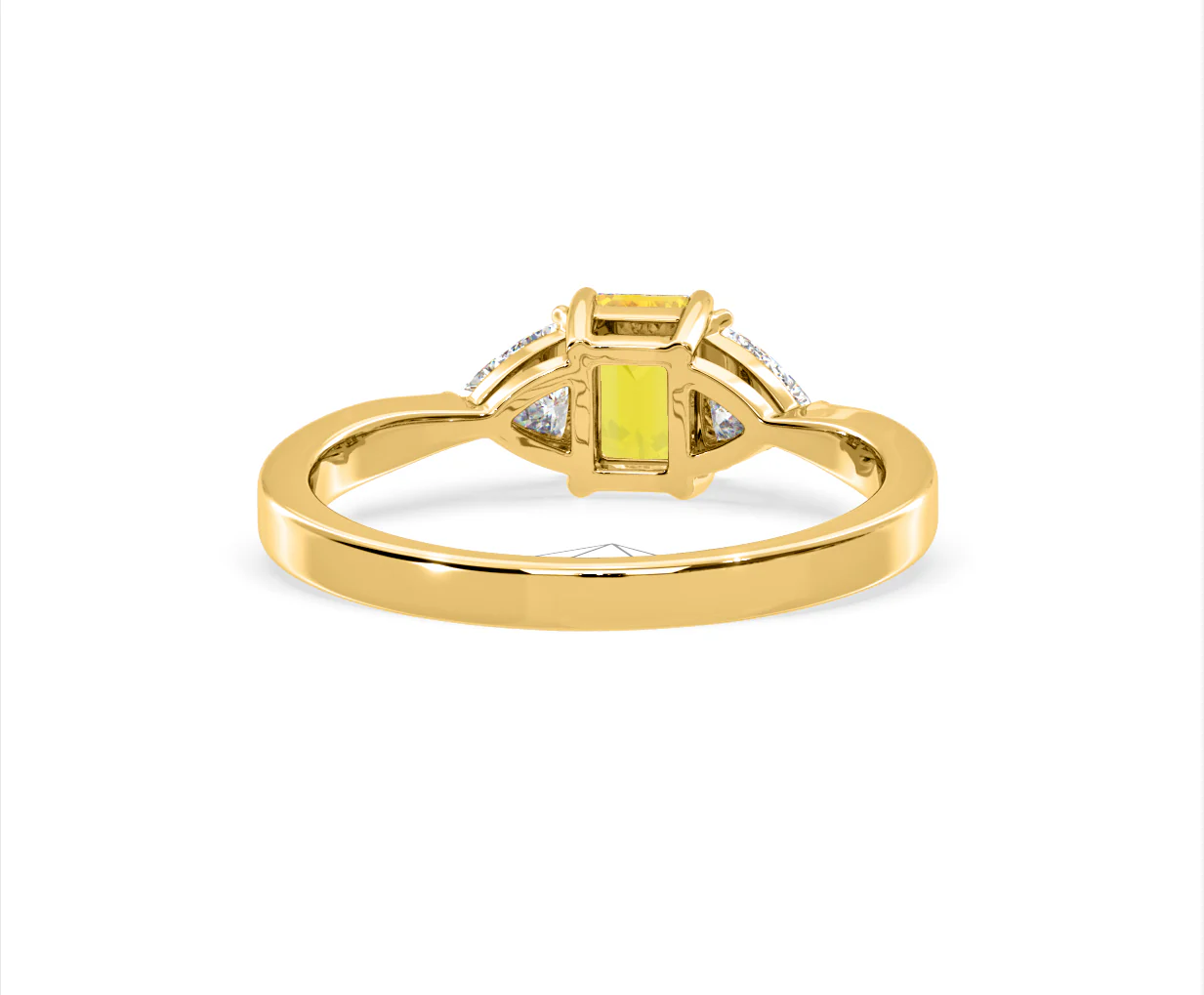 Aurora Yellow Lab Diamond Emerald Cut and Trillion 1.00ct Ring in 18K Yellow Gold - Elara Collection - Image 48