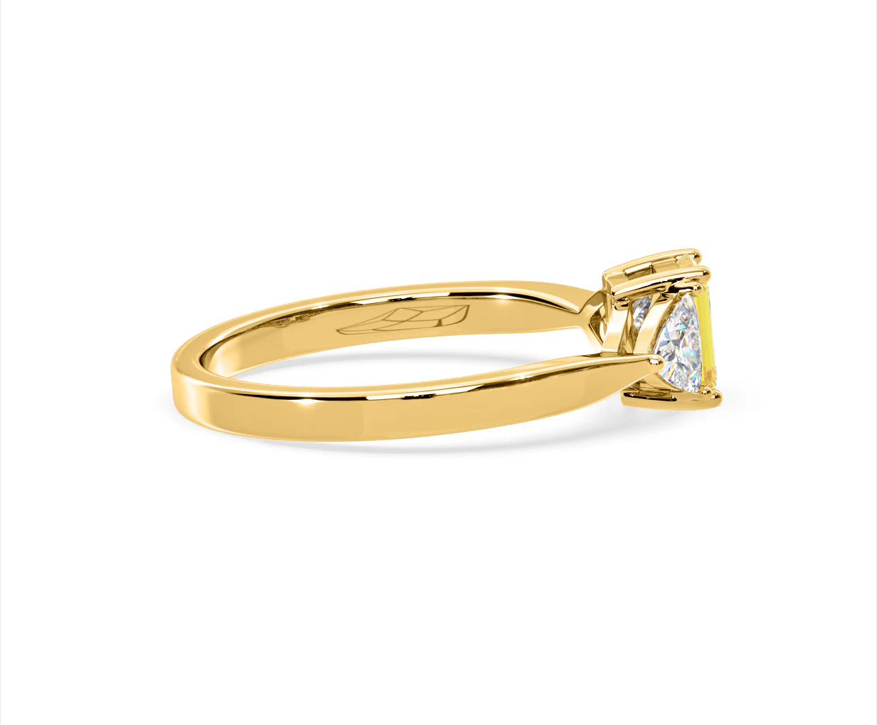 Aurora Yellow Lab Diamond Emerald Cut and Trillion 1.00ct Ring in 18K Yellow Gold - Elara Collection - Image 65