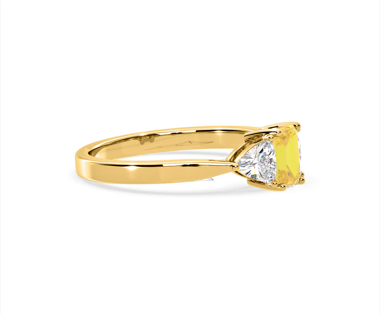 Aurora Yellow Lab Diamond Emerald Cut and Trillion 1.00ct Ring in 18K Yellow Gold - Elara Collection - Image 73