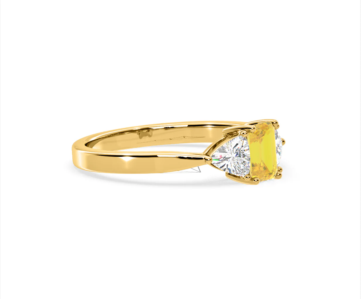 Aurora Yellow Lab Diamond Emerald Cut and Trillion 1.00ct Ring in 18K Yellow Gold - Elara Collection - Image 75