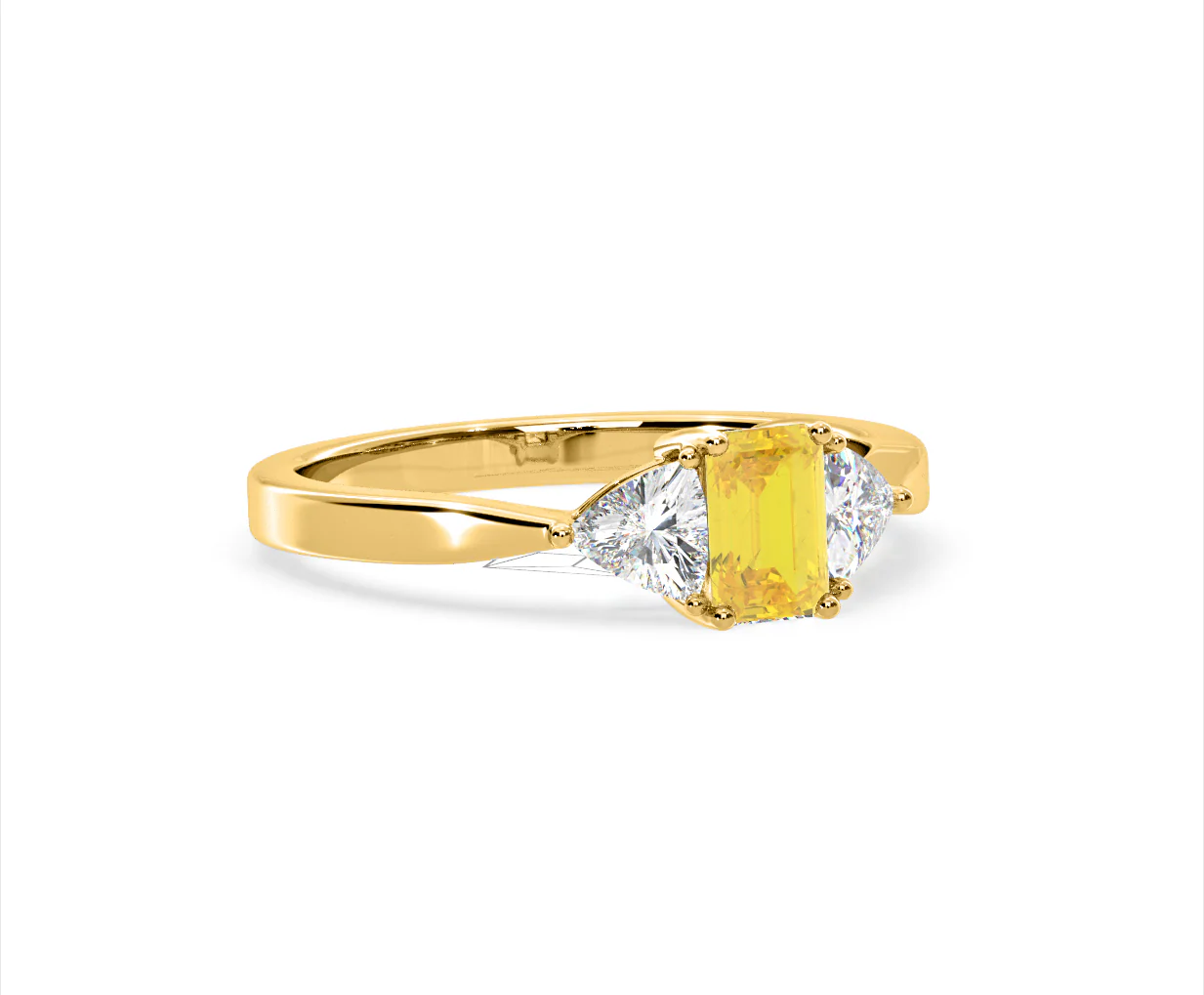 Aurora Yellow Lab Diamond Emerald Cut and Trillion 1.00ct Ring in 18K Yellow Gold - Elara Collection - Image 80