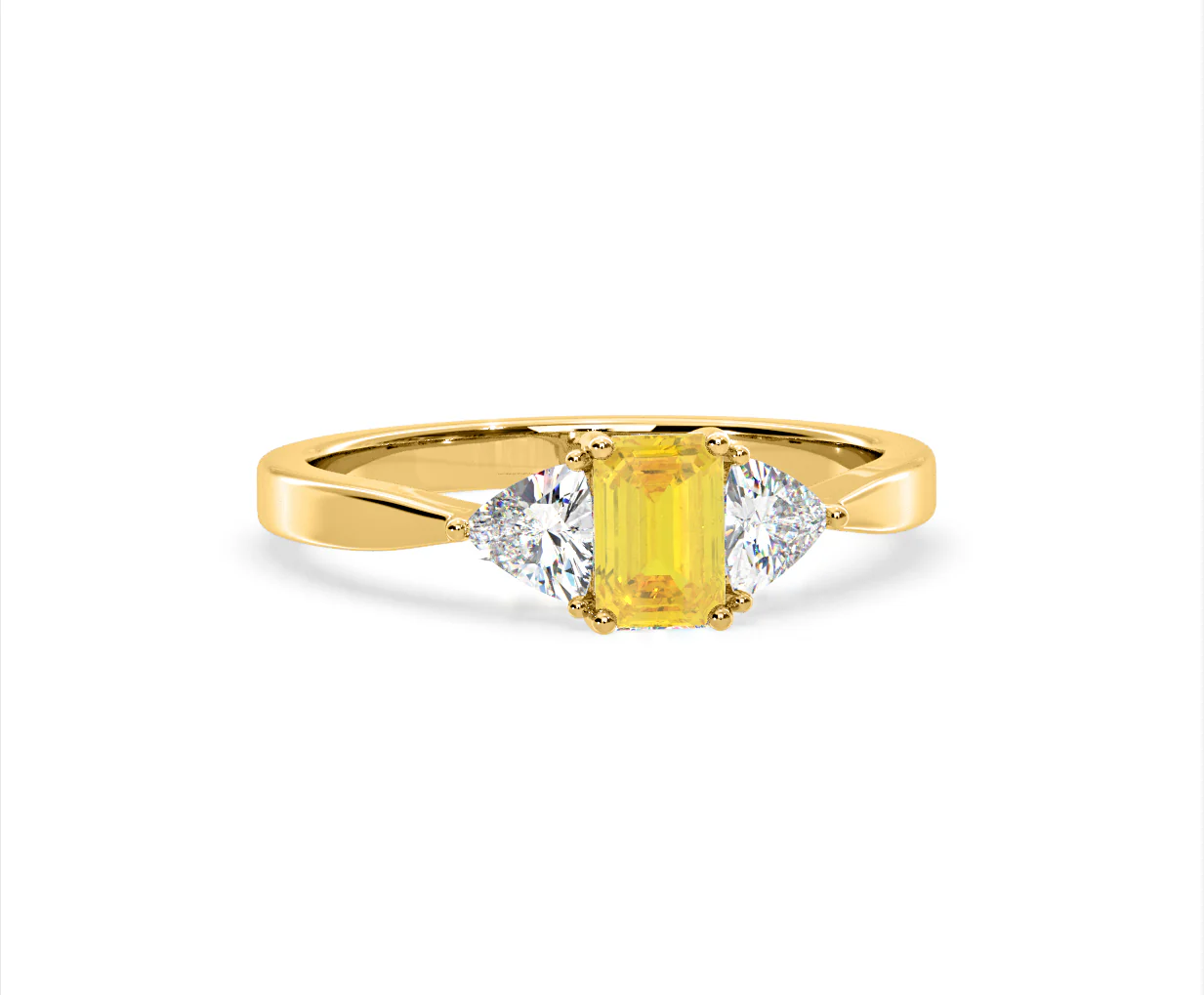 Aurora Yellow Lab Diamond Emerald Cut and Trillion 1.00ct Ring in 18K Yellow Gold - Elara Collection - Image 84