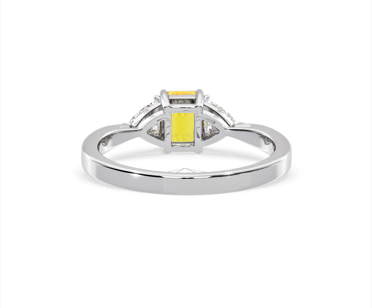 Aurora Yellow Lab Diamond Emerald Cut and Trillion 1.00ct Ring in Platinum - Elara Collection - Image 46