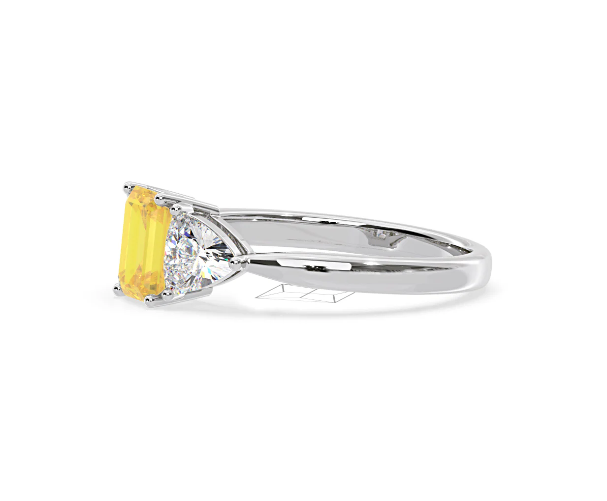 Aurora Yellow Lab Diamond Emerald Cut and Trillion 1.70ct Ring in 18K White Gold - Elara Collection - Image 21