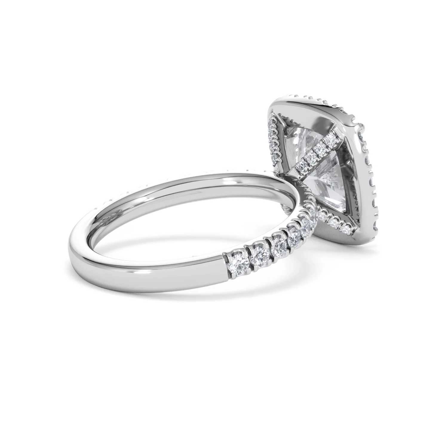 Beatrice 3.55ct Lab Diamond Cushion Cut Engagement Ring in 18K White Gold G/VS1 - Image 37