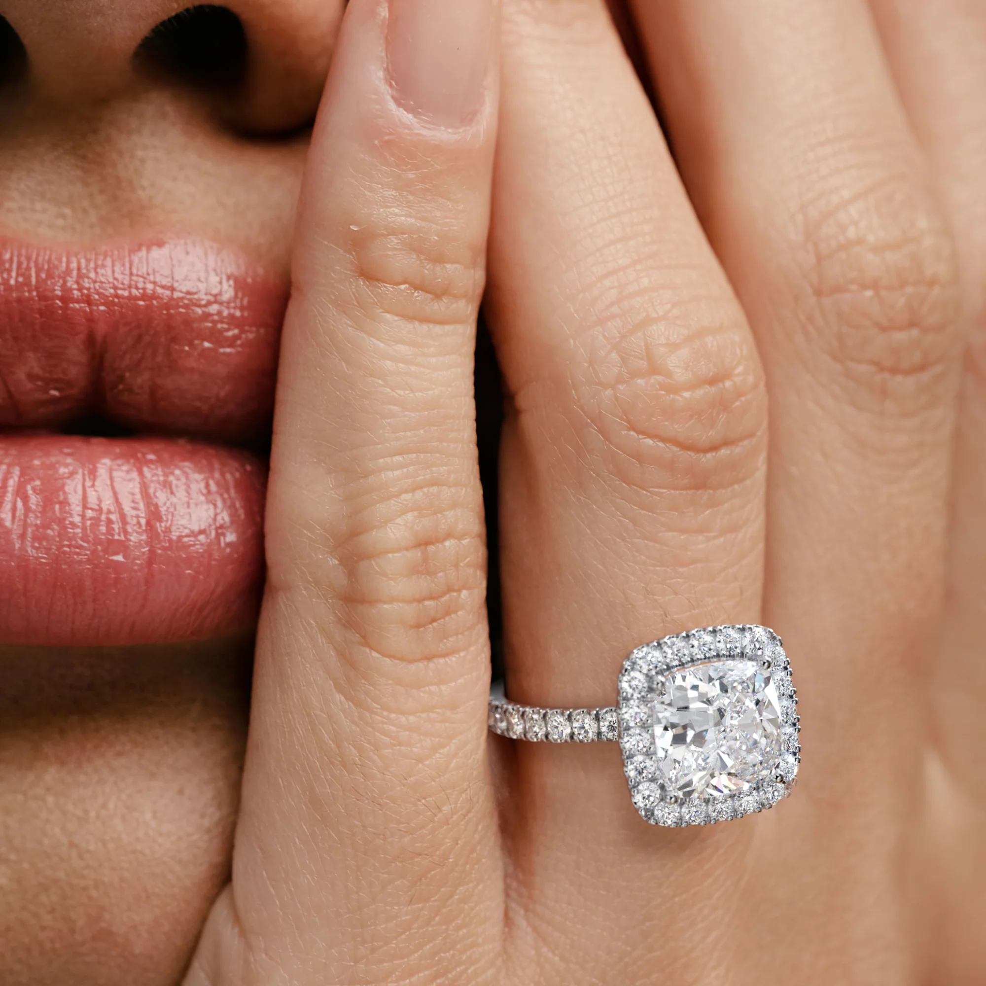 Beatrice 3.55ct Lab Diamond Cushion Cut Engagement Ring in 18K White Gold G/VS1 - Image 4
