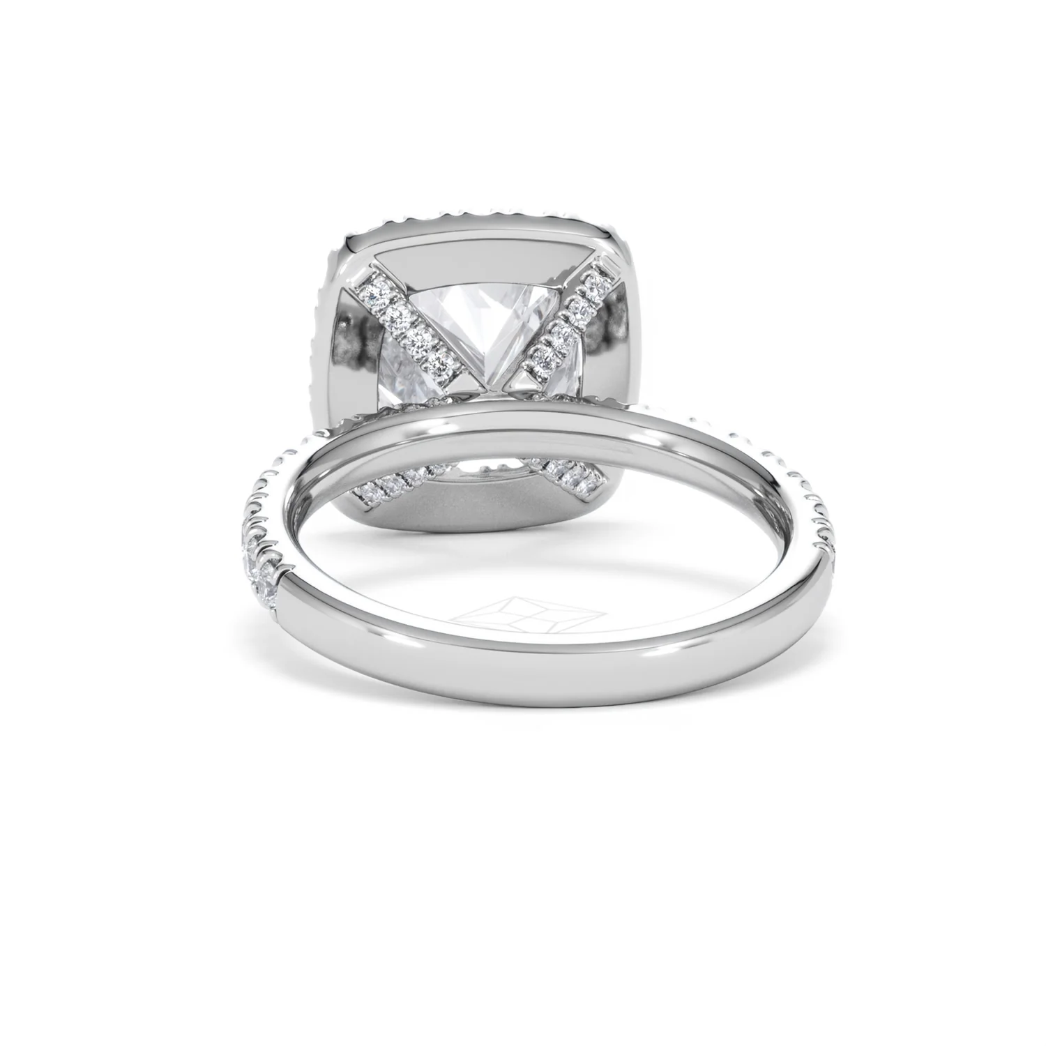 Beatrice 3.55ct Lab Diamond Cushion Cut Engagement Ring in 18K White Gold G/VS1 - Image 51