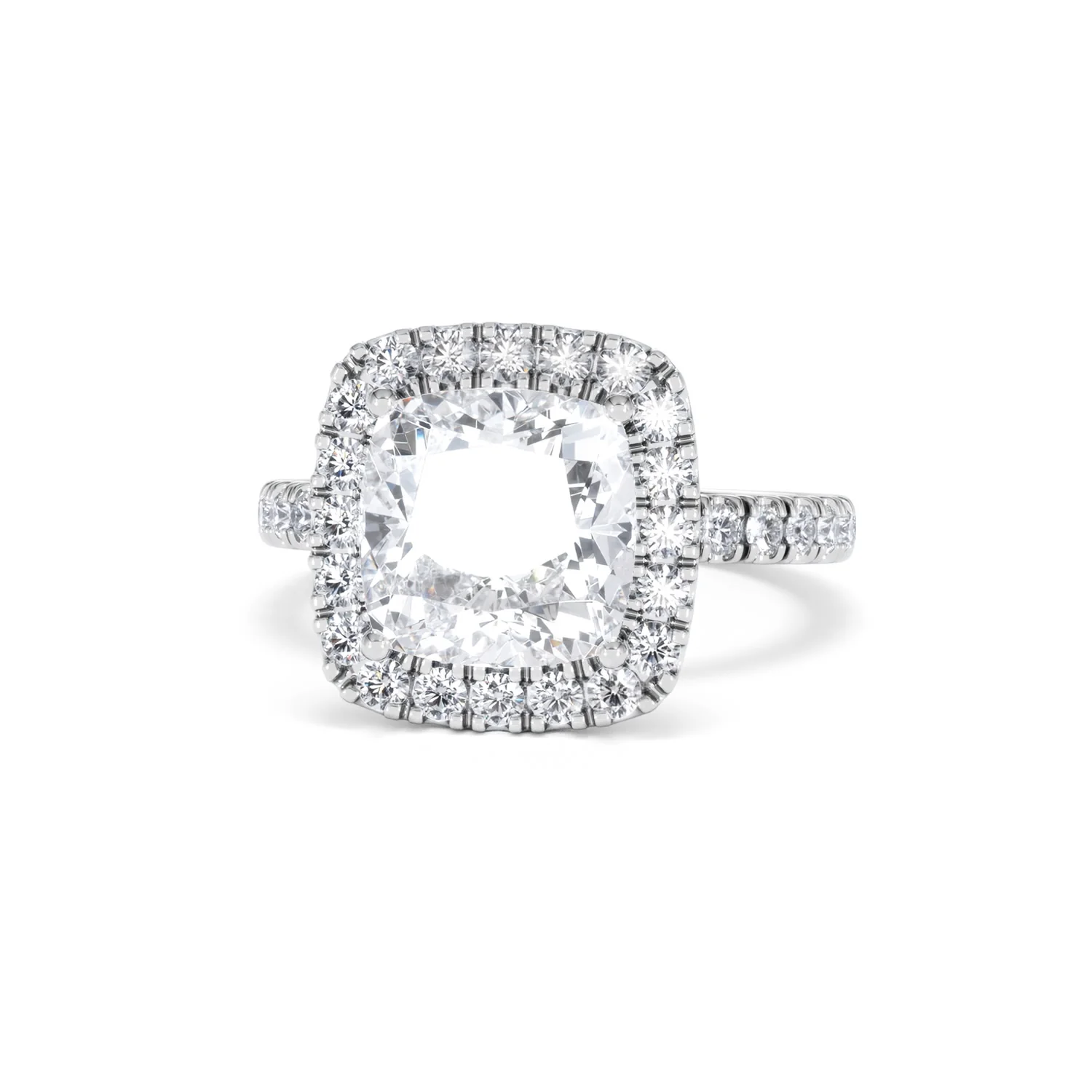 Beatrice 3.55ct Lab Diamond Cushion Cut Engagement Ring in 18K White Gold G/VS1 - Image 87
