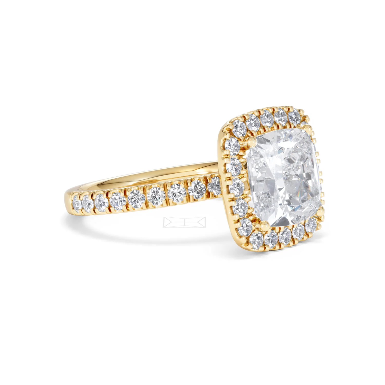 Beatrice 3.55ct Lab Diamond Cushion Cut Engagement Ring in 18K Yellow Gold G/VS1 - Image 20