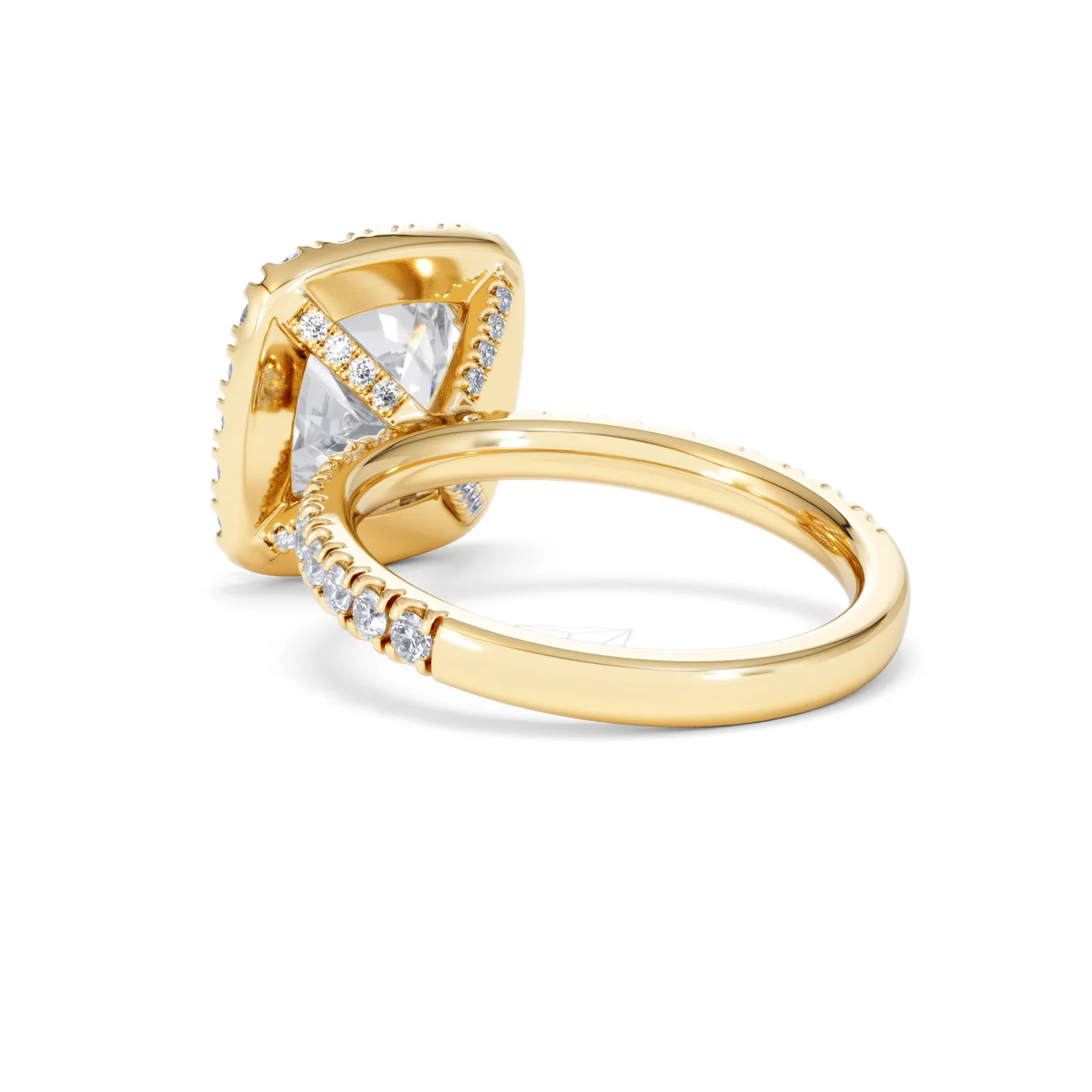 Beatrice 3.55ct Lab Diamond Cushion Cut Engagement Ring in 18K Yellow Gold G/VS1 - Image 58