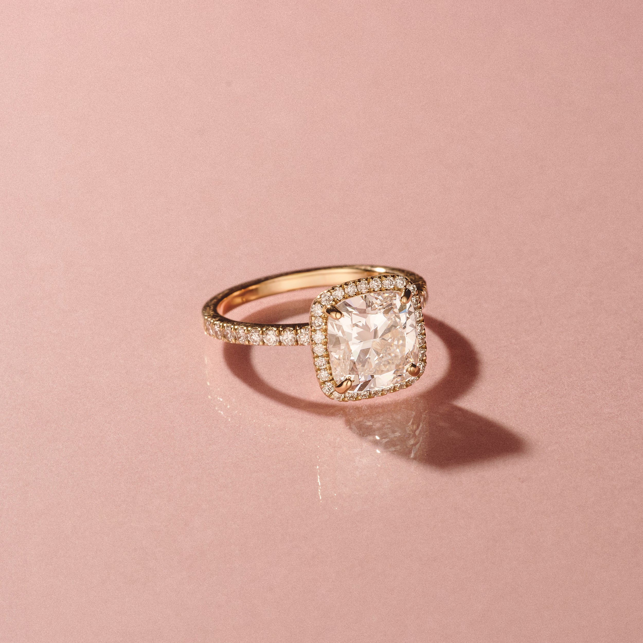 Beatrice 3.55ct Lab Diamond Cushion Cut Engagement Ring in 18K Yellow Gold G/VS1 - Image 7