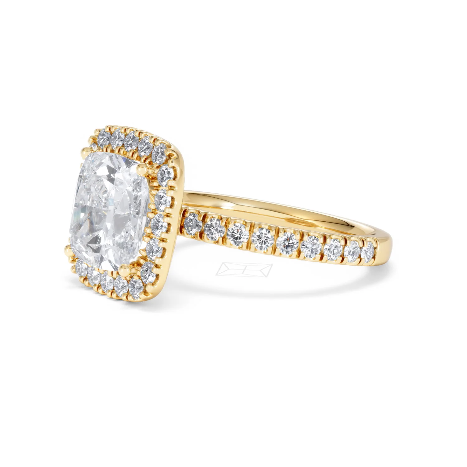 Beatrice 3.55ct Lab Diamond Cushion Cut Engagement Ring in 18K Yellow Gold G/VS1 - Image 78