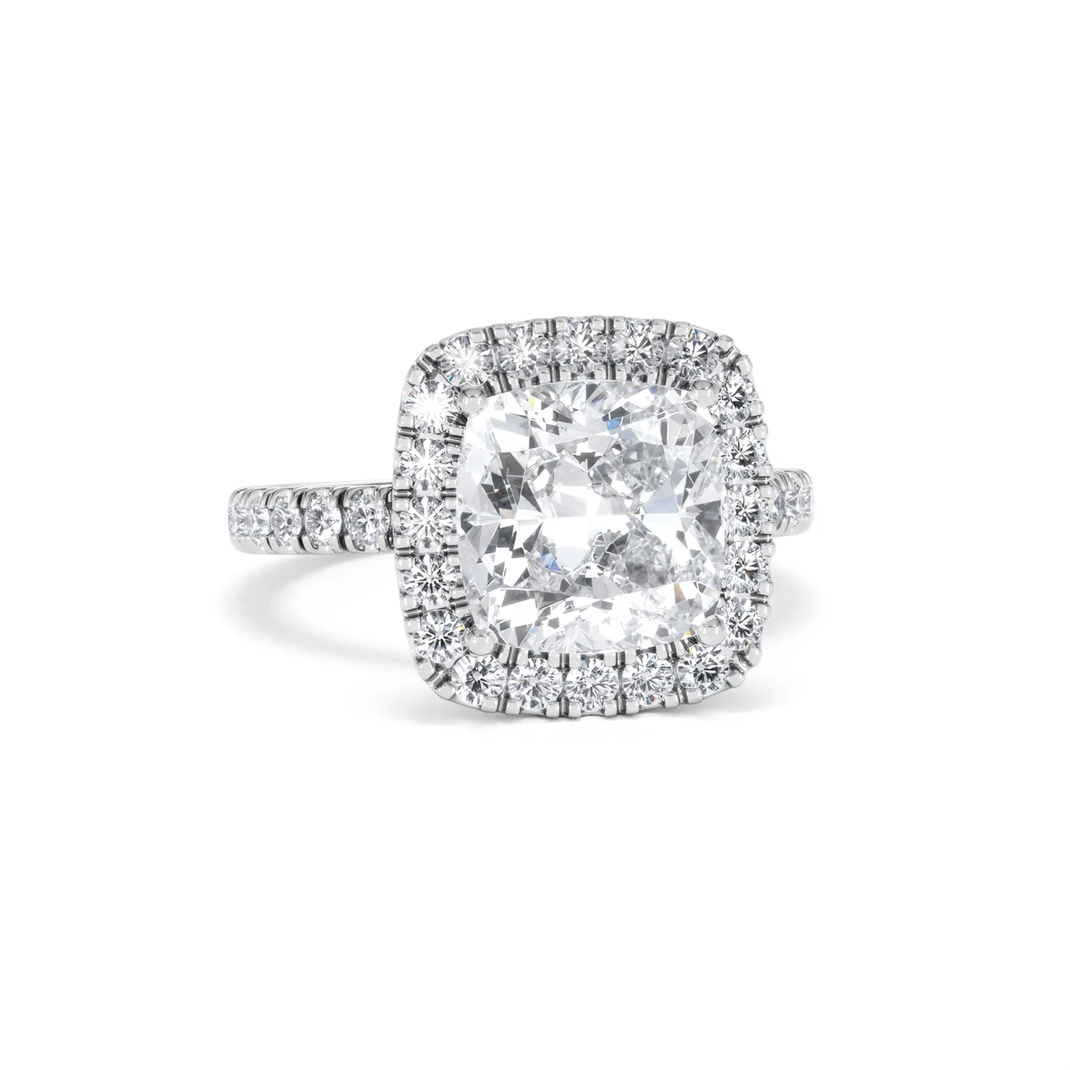 Beatrice 3.55ct Lab Diamond Cushion Cut Engagement Ring in Platinum G/VS1 - Image 11
