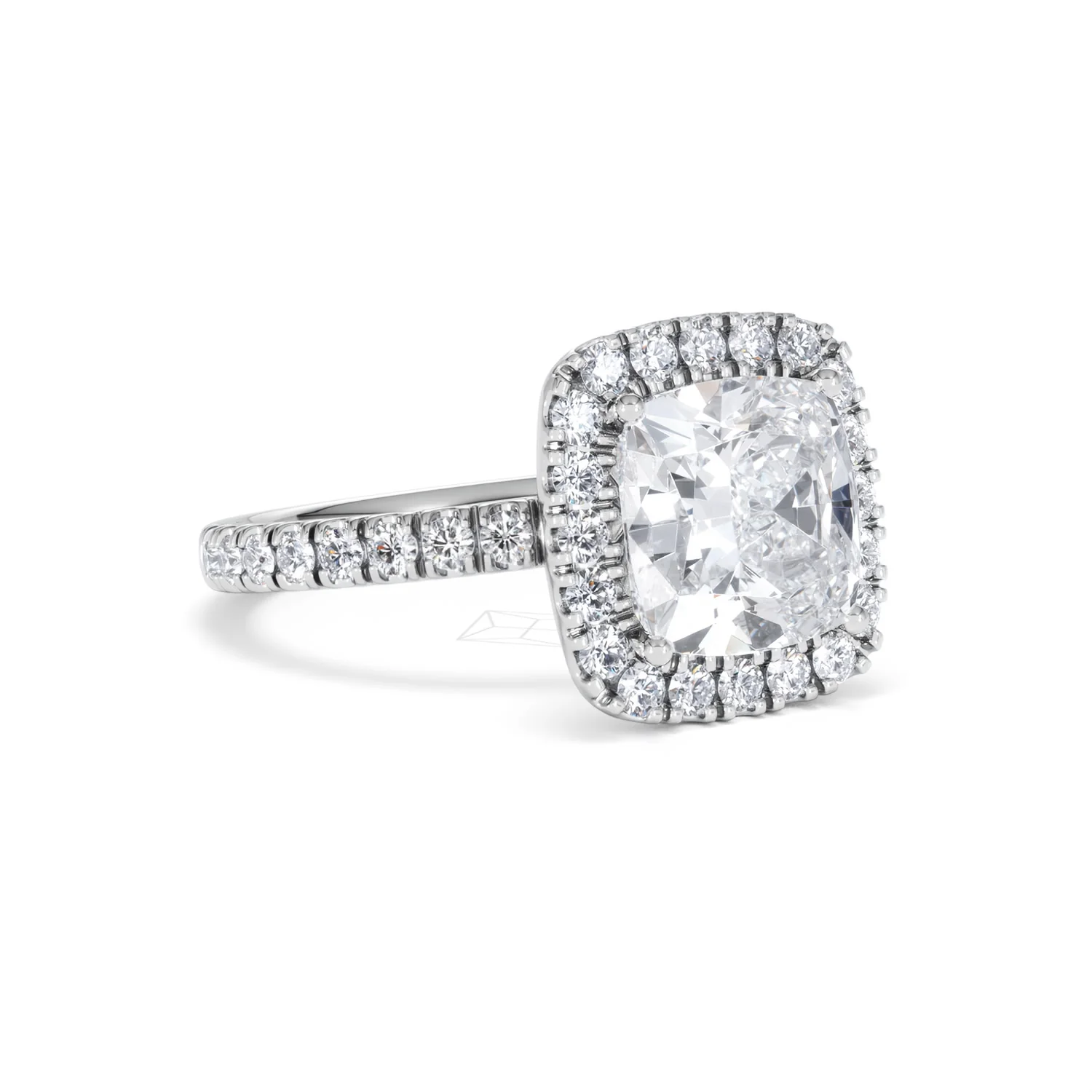 Beatrice 3.55ct Lab Diamond Cushion Cut Engagement Ring in Platinum G/VS1 - Image 16