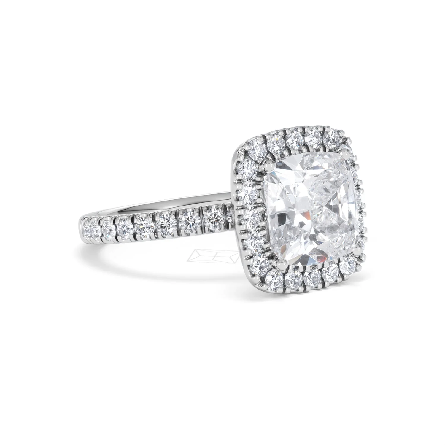 Beatrice 3.55ct Lab Diamond Cushion Cut Engagement Ring in Platinum G/VS1 - Image 17