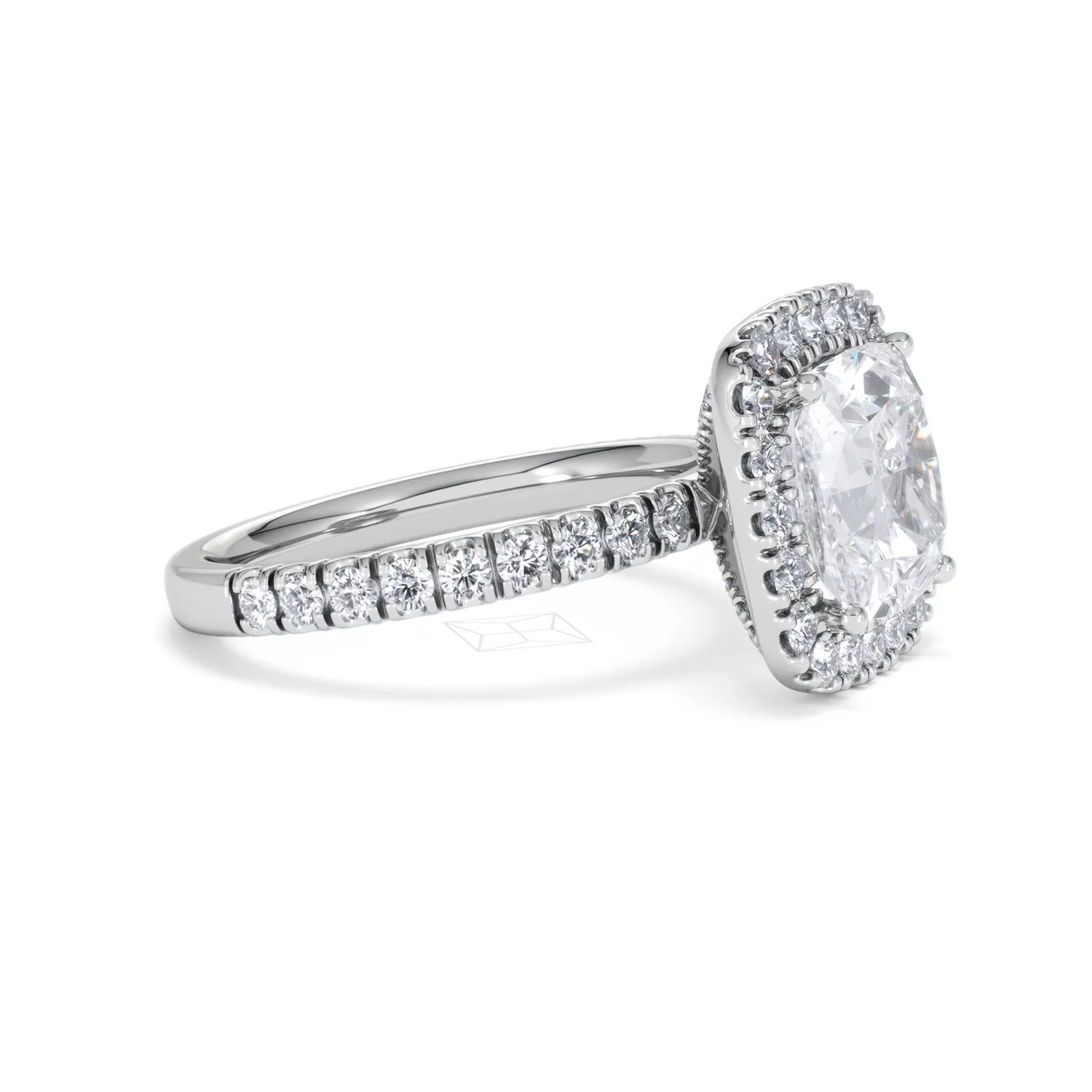 Beatrice 3.55ct Lab Diamond Cushion Cut Engagement Ring in Platinum G/VS1 - Image 23