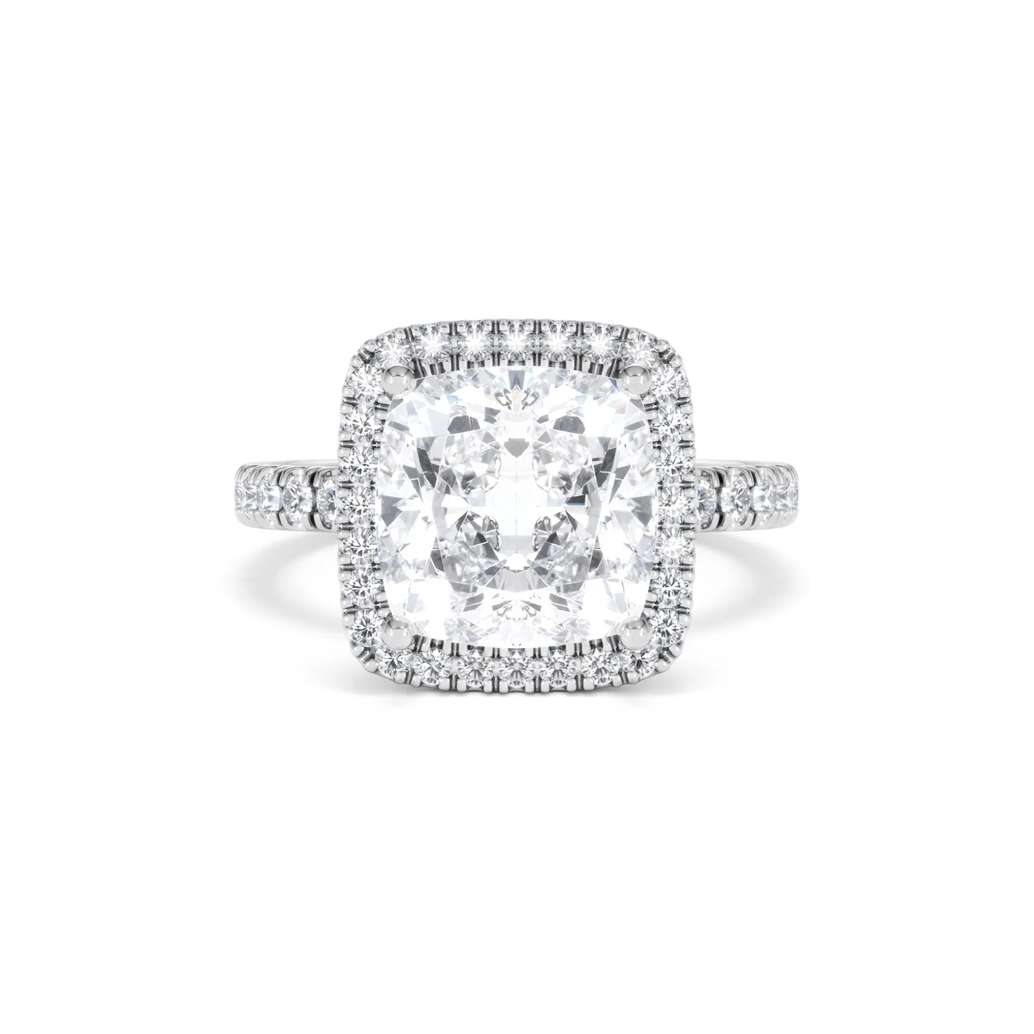 Beatrice 5.75ct Lab Diamond Cushion Cut Engagement Ring in 18K White Gold G/VS1 - Image 10