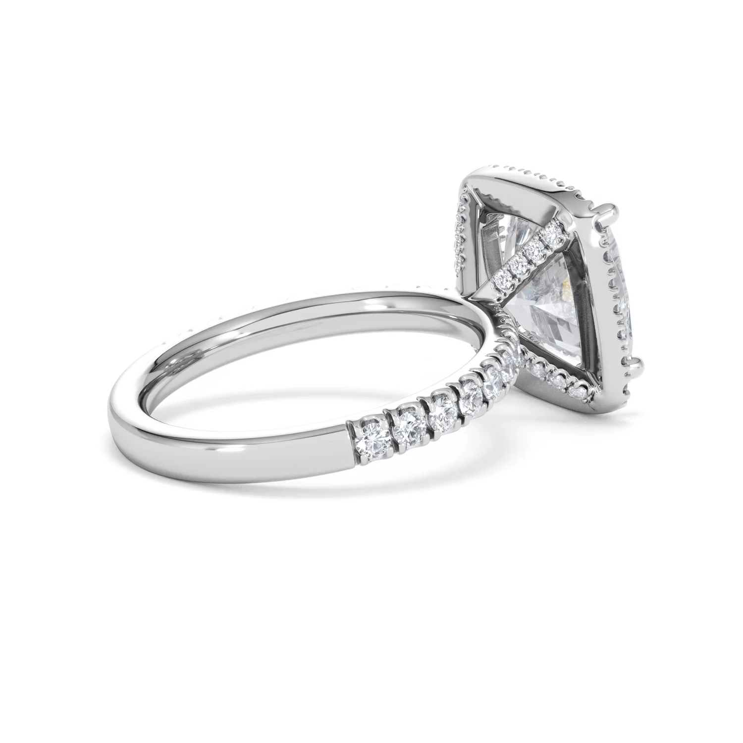 Beatrice 5.75ct Lab Diamond Cushion Cut Engagement Ring in 18K White Gold G/VS1 - Image 37