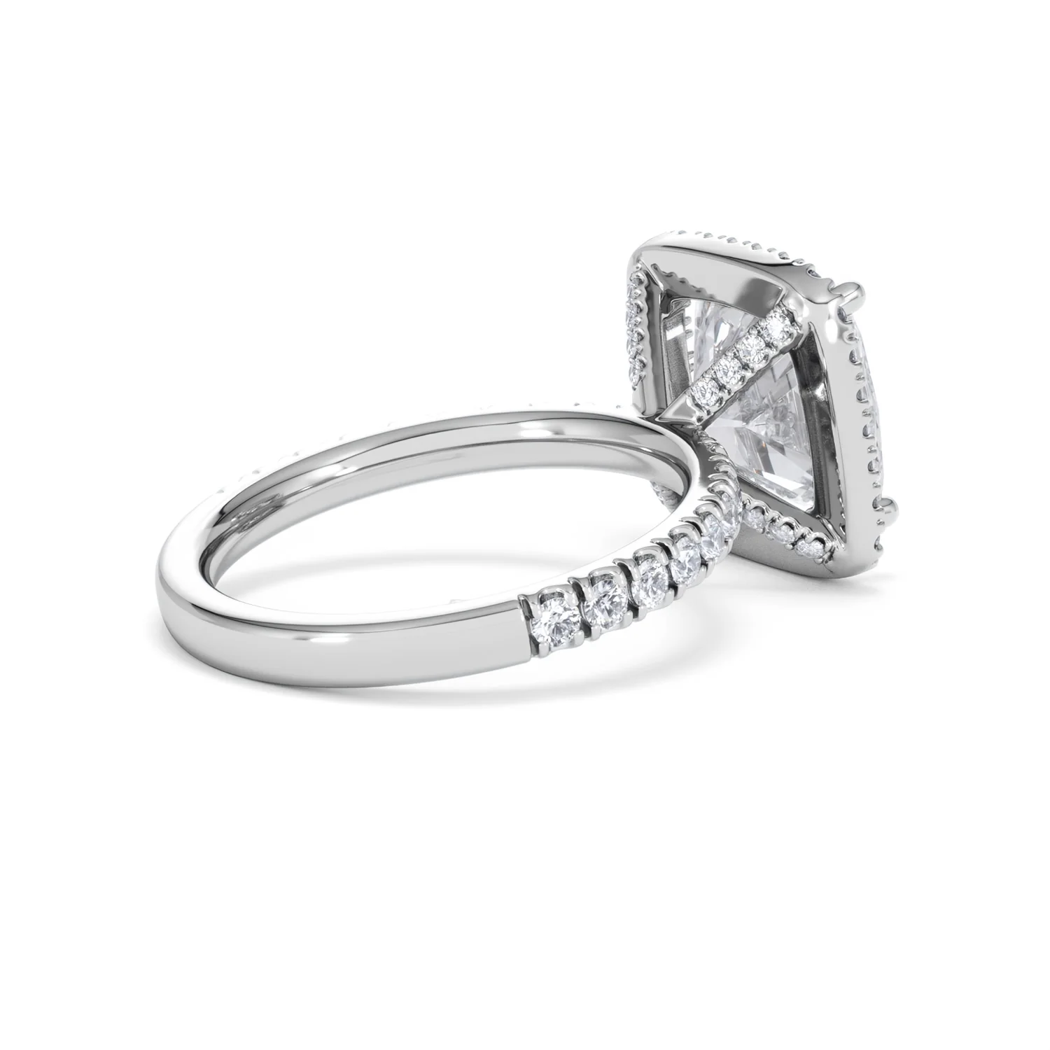 Beatrice 5.75ct Lab Diamond Cushion Cut Engagement Ring in 18K White Gold G/VS1 - Image 38