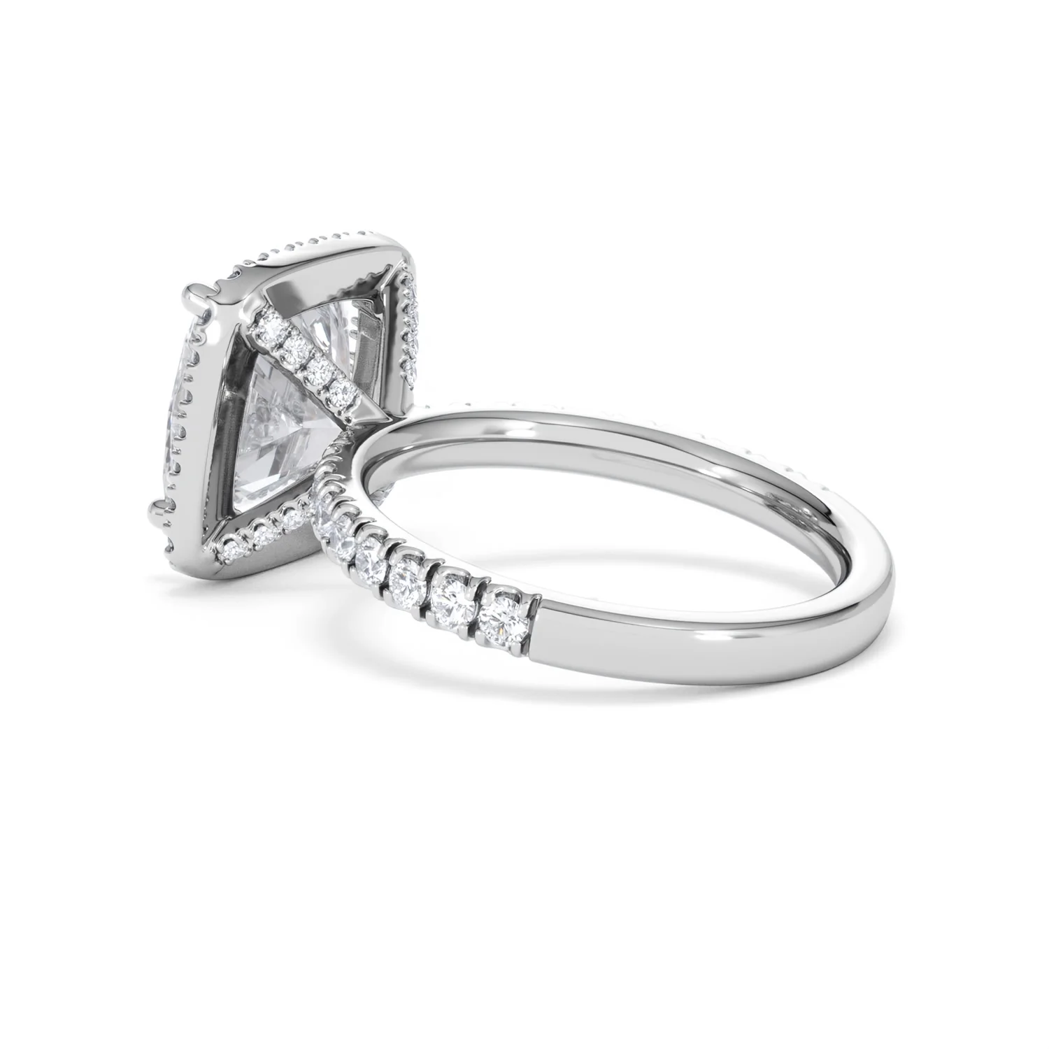 Beatrice 5.75ct Lab Diamond Cushion Cut Engagement Ring in 18K White Gold G/VS1 - Image 62