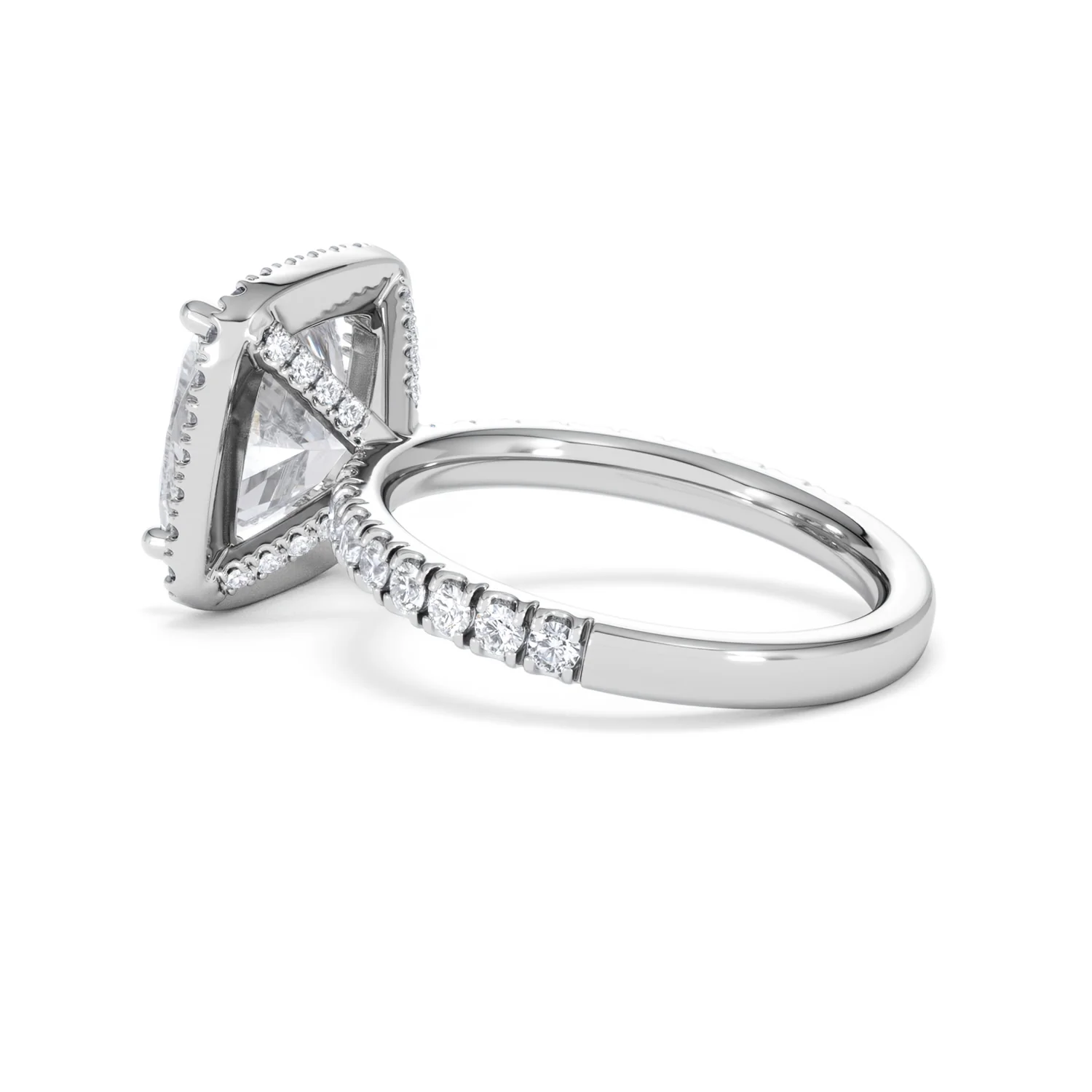 Beatrice 5.75ct Lab Diamond Cushion Cut Engagement Ring in 18K White Gold G/VS1 - Image 63