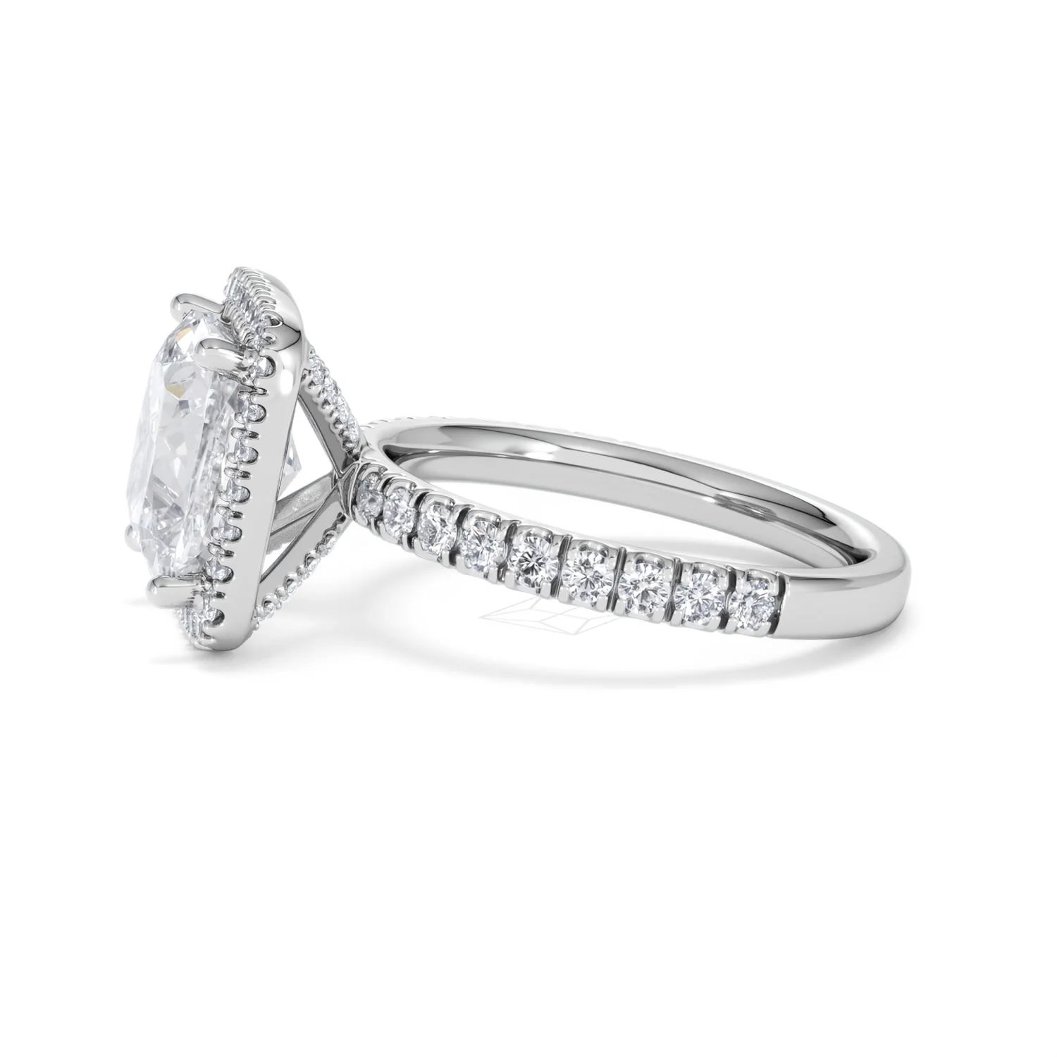 Beatrice 5.75ct Lab Diamond Cushion Cut Engagement Ring in 18K White Gold G/VS1 - Image 72