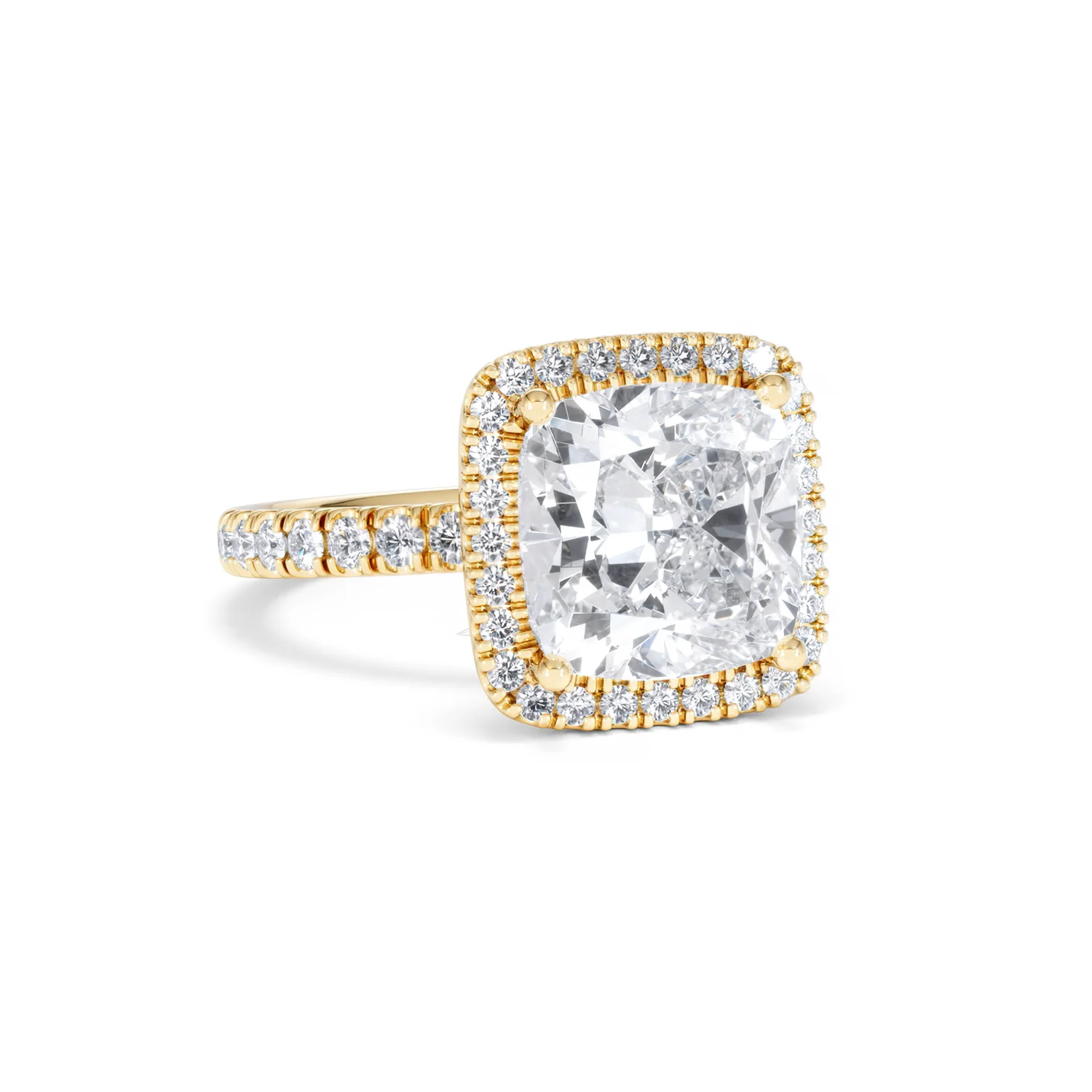 Beatrice 5.75ct Lab Diamond Cushion Cut Engagement Ring in 18K Yellow Gold G/VS1 - Image 13