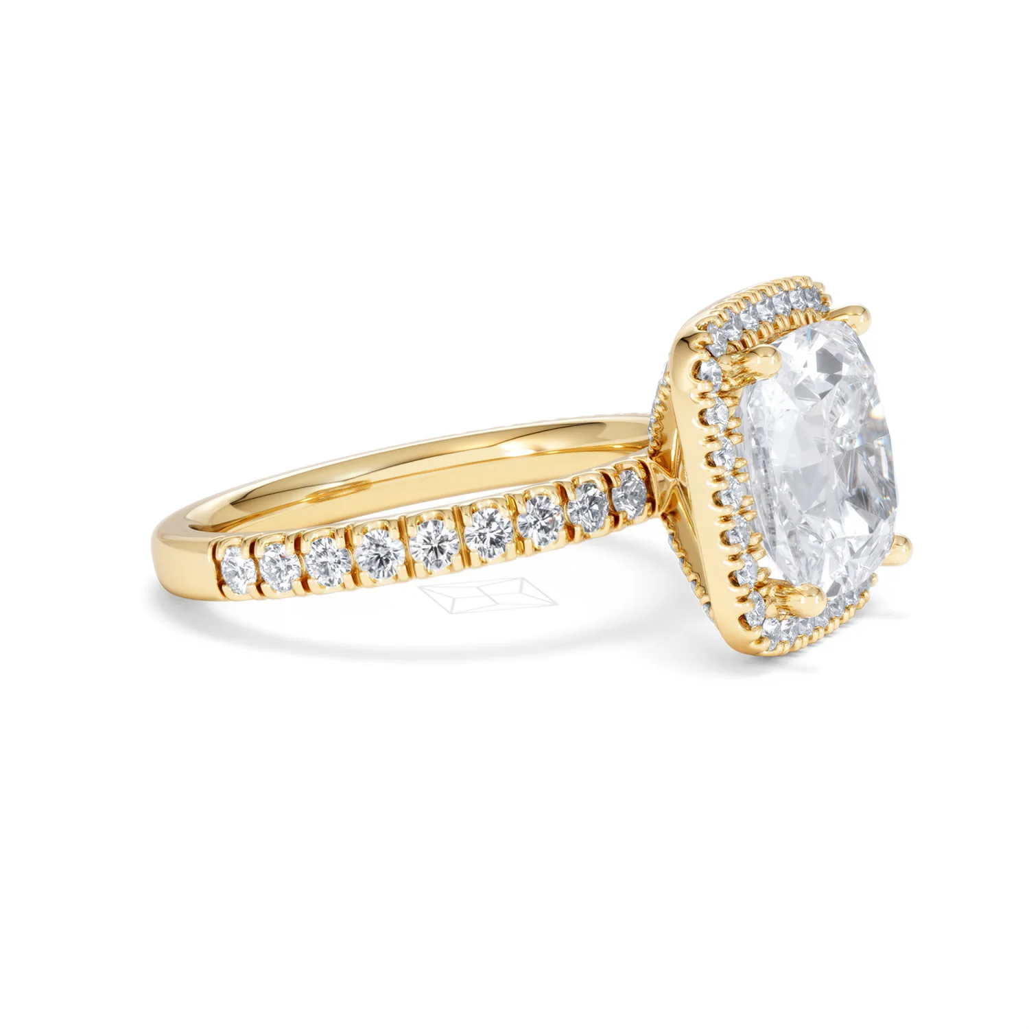 Beatrice 5.75ct Lab Diamond Cushion Cut Engagement Ring in 18K Yellow Gold G/VS1 - Image 23