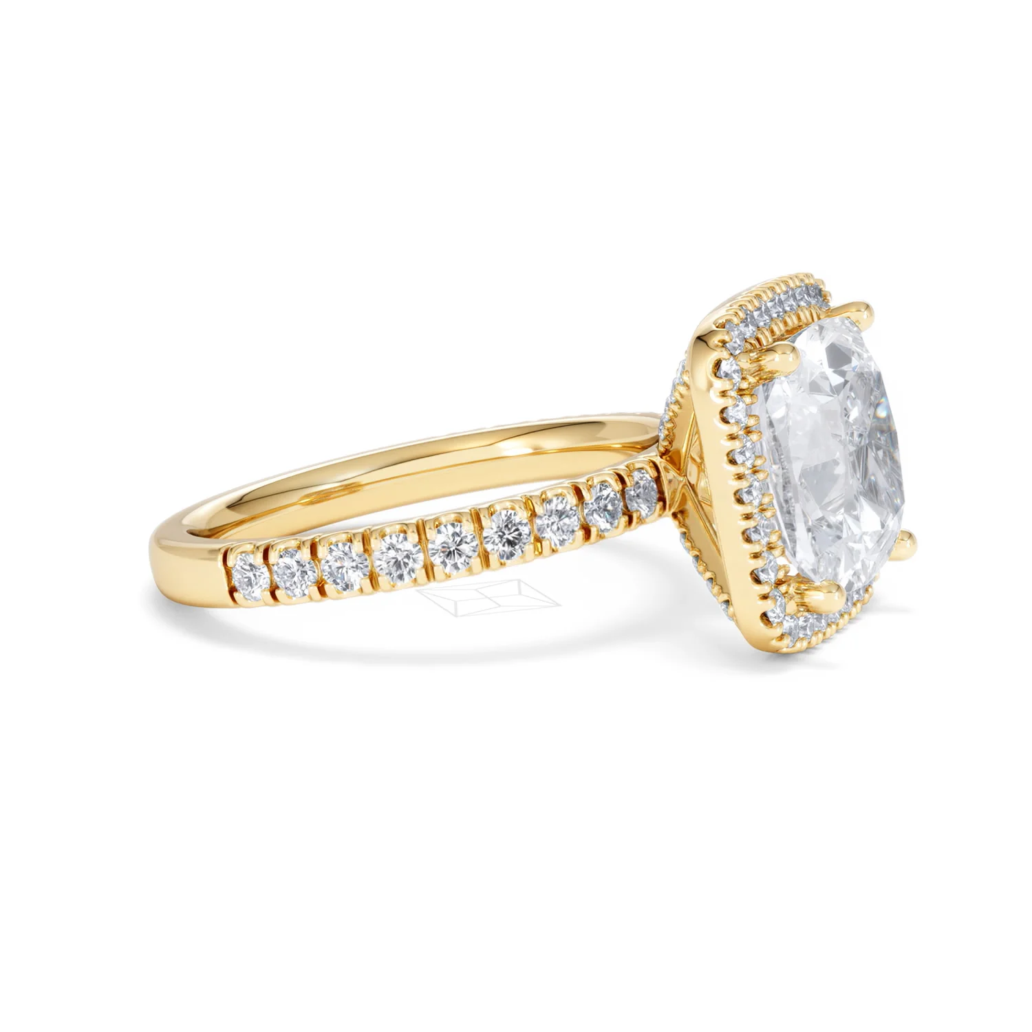 Beatrice 5.75ct Lab Diamond Cushion Cut Engagement Ring in 18K Yellow Gold G/VS1 - Image 24