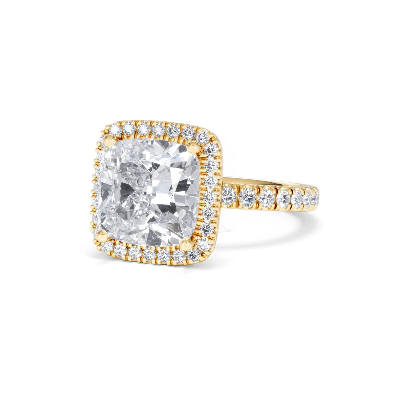 Beatrice 5.75ct Lab Diamond Cushion Cut Engagement Ring in 18K Yellow Gold G/VS1 - Image 84