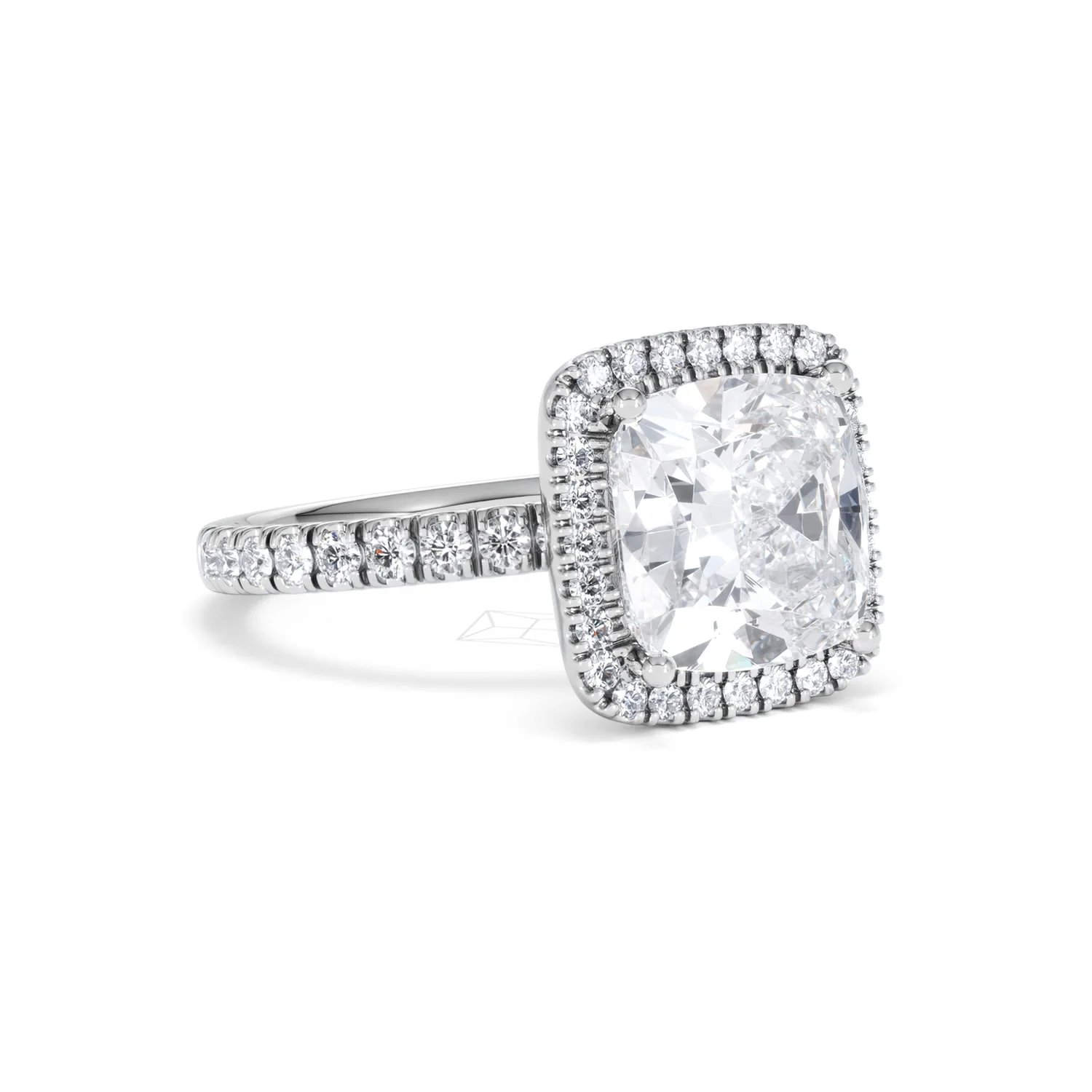 Beatrice 5.75ct Lab Diamond Cushion Cut Engagement Ring in Platinum G/VS1 - Image 17