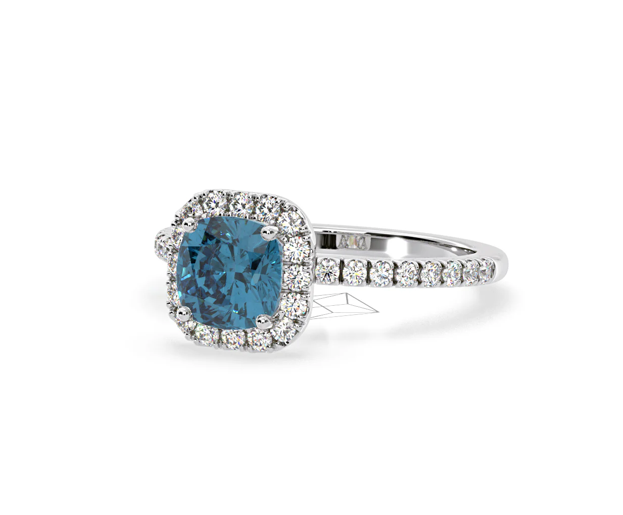 Beatrice Blue Lab Diamond 1.65ct Cushion Halo Ring in 18K White Gold- Elara Collection - Image 12