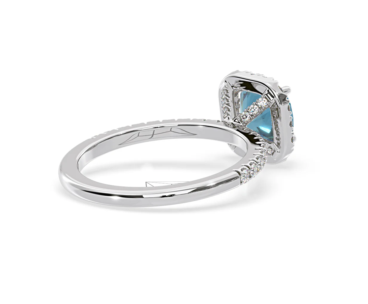 Beatrice Blue Lab Diamond 1.65ct Cushion Halo Ring in 18K White Gold- Elara Collection - Image 56