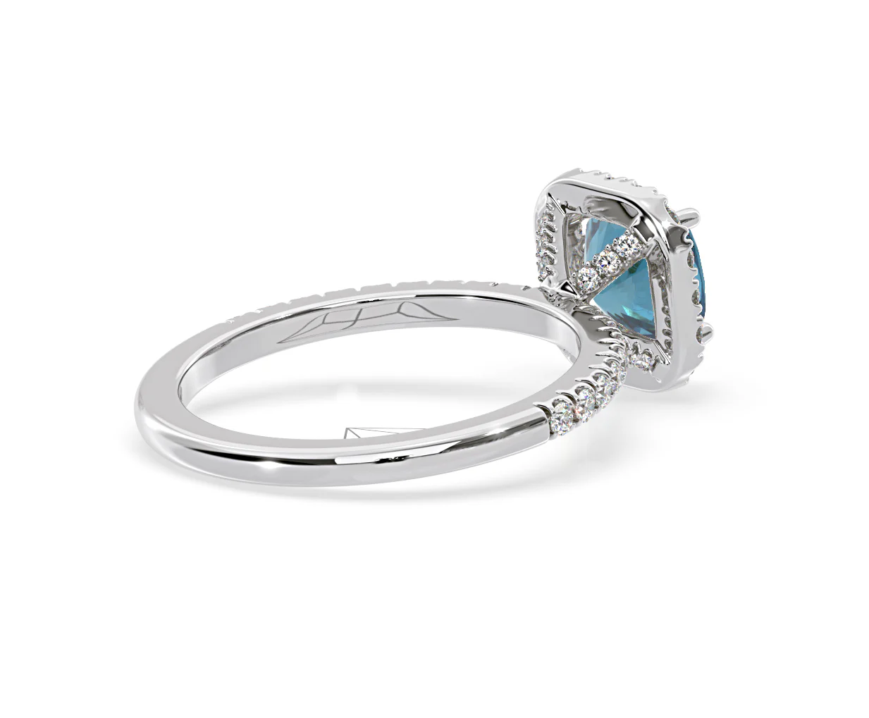 Beatrice Blue Lab Diamond 1.65ct Cushion Halo Ring in 18K White Gold- Elara Collection - Image 57