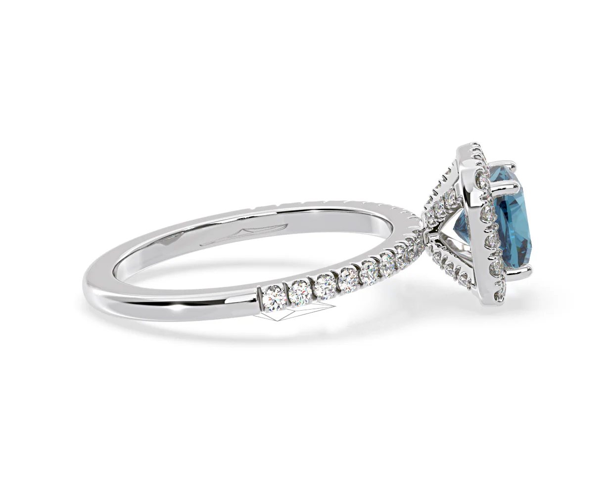 Beatrice Blue Lab Diamond 1.65ct Cushion Halo Ring in 18K White Gold- Elara Collection - Image 66