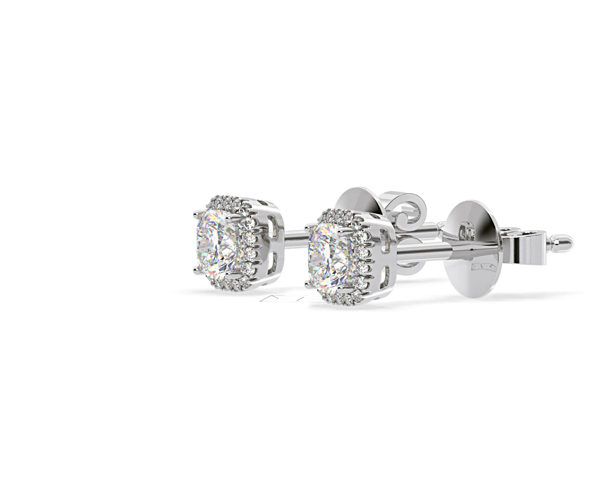 Beatrice Cushion Cut Lab Diamond Halo Earrings 1.30ct in 18K White Gold F/VS1 - Image 19