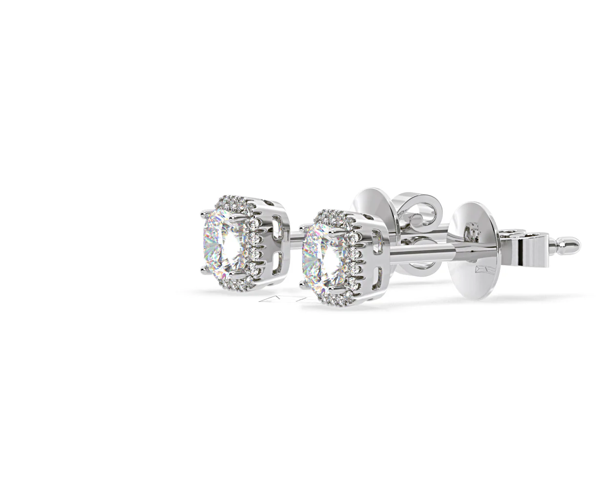 Beatrice Cushion Cut Lab Diamond Halo Earrings 1.30ct in 18K White Gold F/VS1 - Image 20