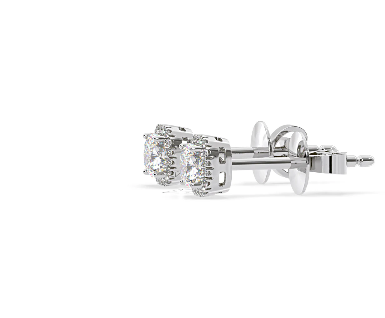 Beatrice Cushion Cut Lab Diamond Halo Earrings 1.30ct in 18K White Gold F/VS1 - Image 23