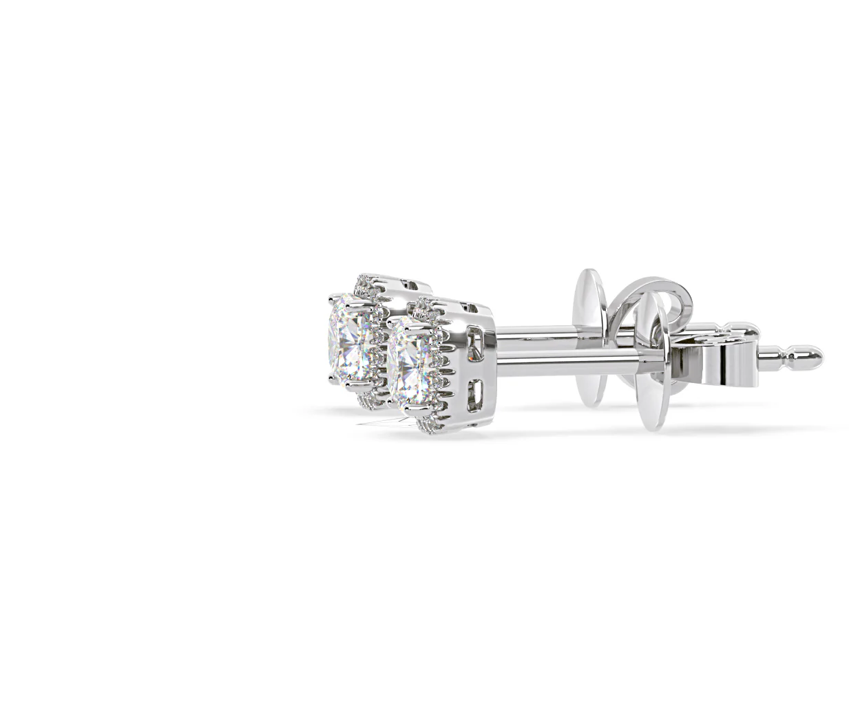 Beatrice Cushion Cut Lab Diamond Halo Earrings 1.30ct in 18K White Gold F/VS1 - Image 24