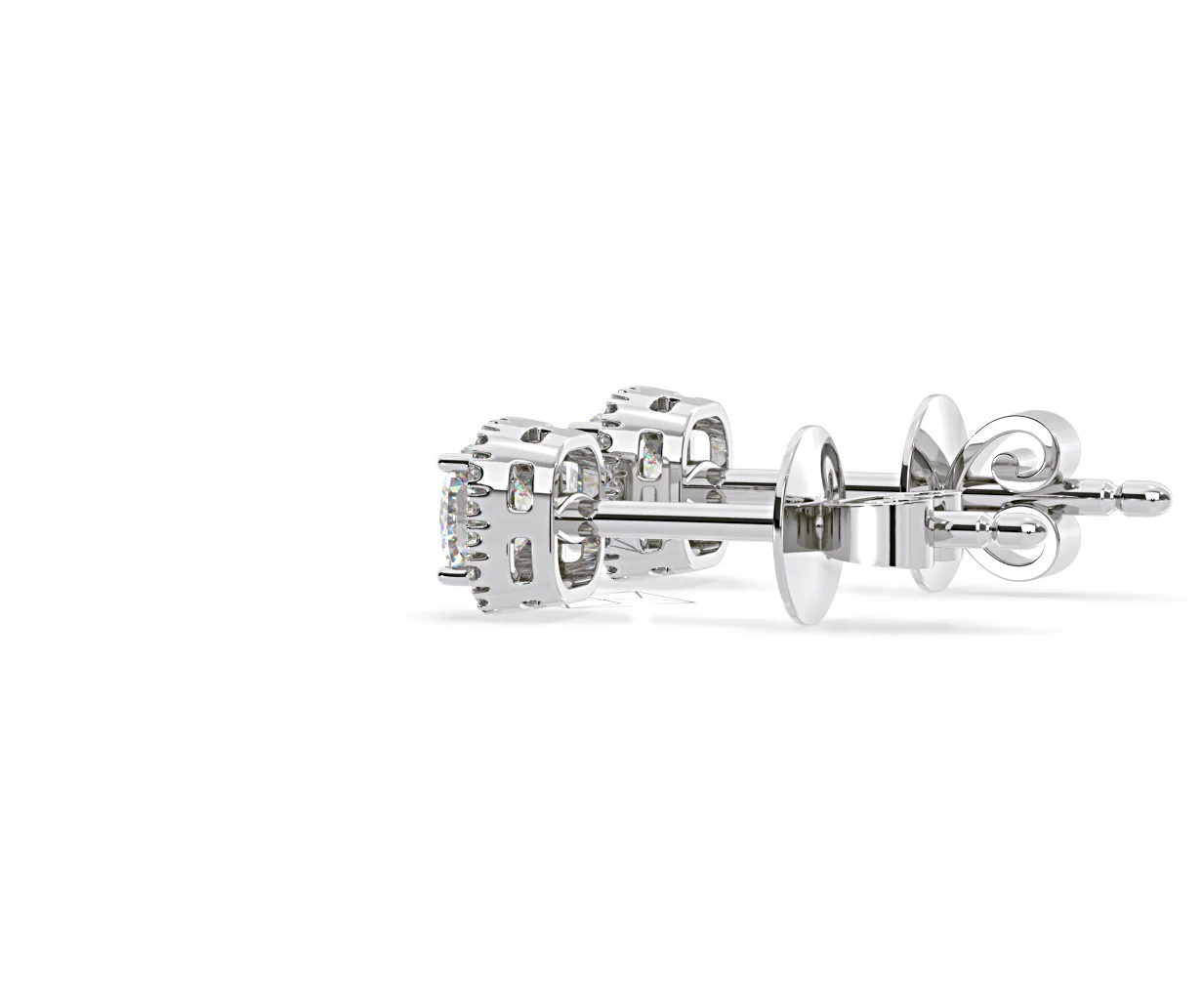 Beatrice Cushion Cut Lab Diamond Halo Earrings 1.30ct in 18K White Gold F/VS1 - Image 31