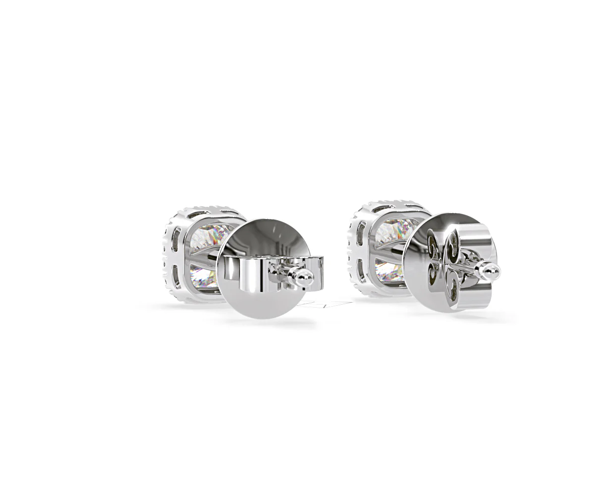 Beatrice Cushion Cut Lab Diamond Halo Earrings 1.30ct in 18K White Gold F/VS1 - Image 42