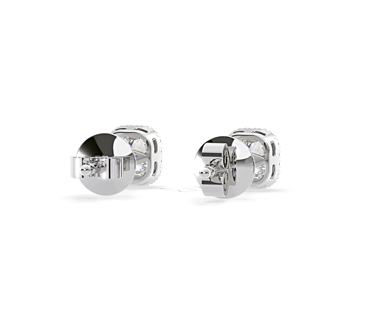Beatrice Cushion Cut Lab Diamond Halo Earrings 1.30ct in 18K White Gold F/VS1 - Image 50