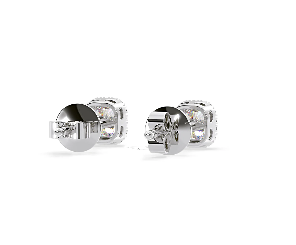 Beatrice Cushion Cut Lab Diamond Halo Earrings 1.30ct in 18K White Gold F/VS1 - Image 51