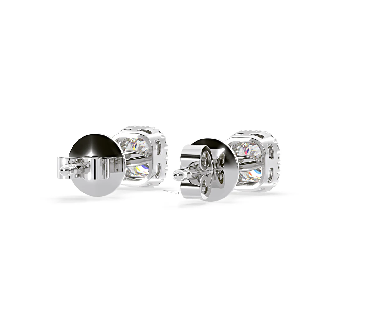 Beatrice Cushion Cut Lab Diamond Halo Earrings 1.30ct in 18K White Gold F/VS1 - Image 52