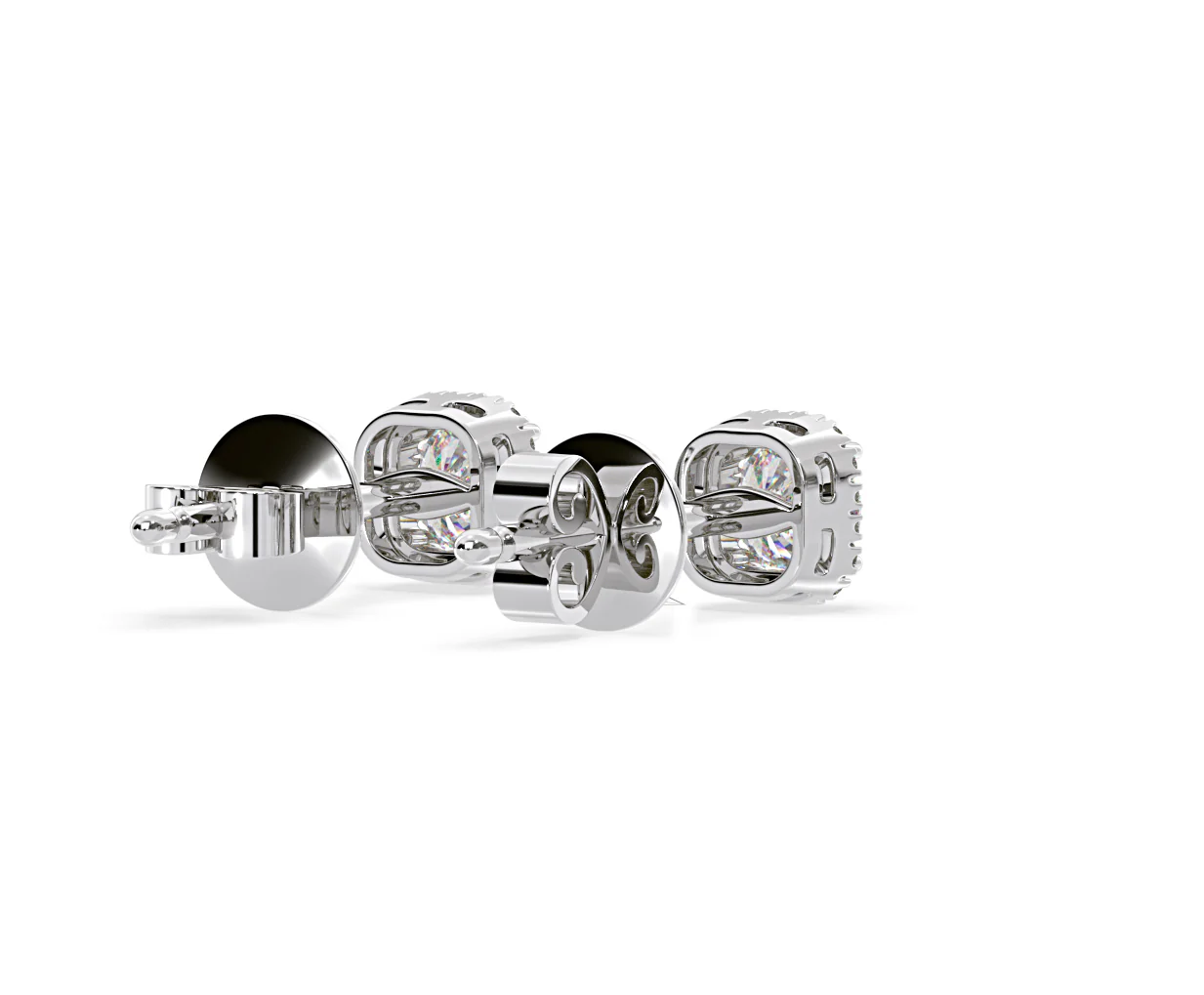 Beatrice Cushion Cut Lab Diamond Halo Earrings 1.30ct in 18K White Gold F/VS1 - Image 54