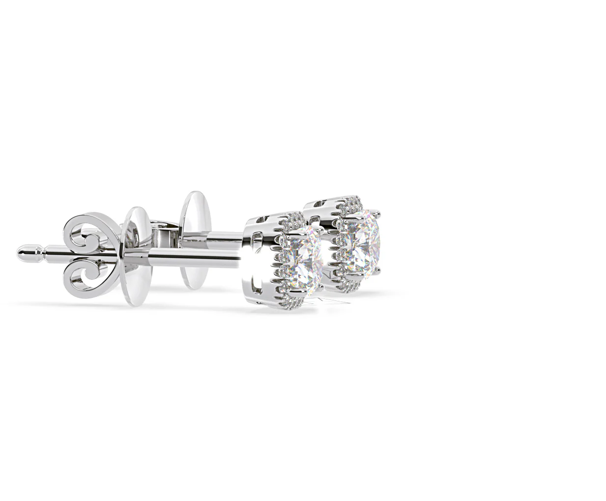 Beatrice Cushion Cut Lab Diamond Halo Earrings 1.30ct in 18K White Gold F/VS1 - Image 70